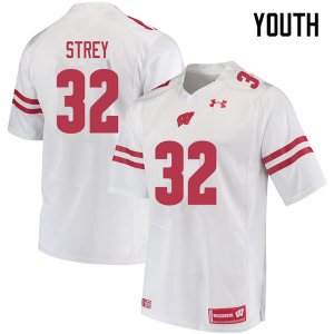 Youth Wisconsin Badgers NCAA #32 Marty Strey White Authentic Under Armour Stitched College Football Jersey HD31B80CB